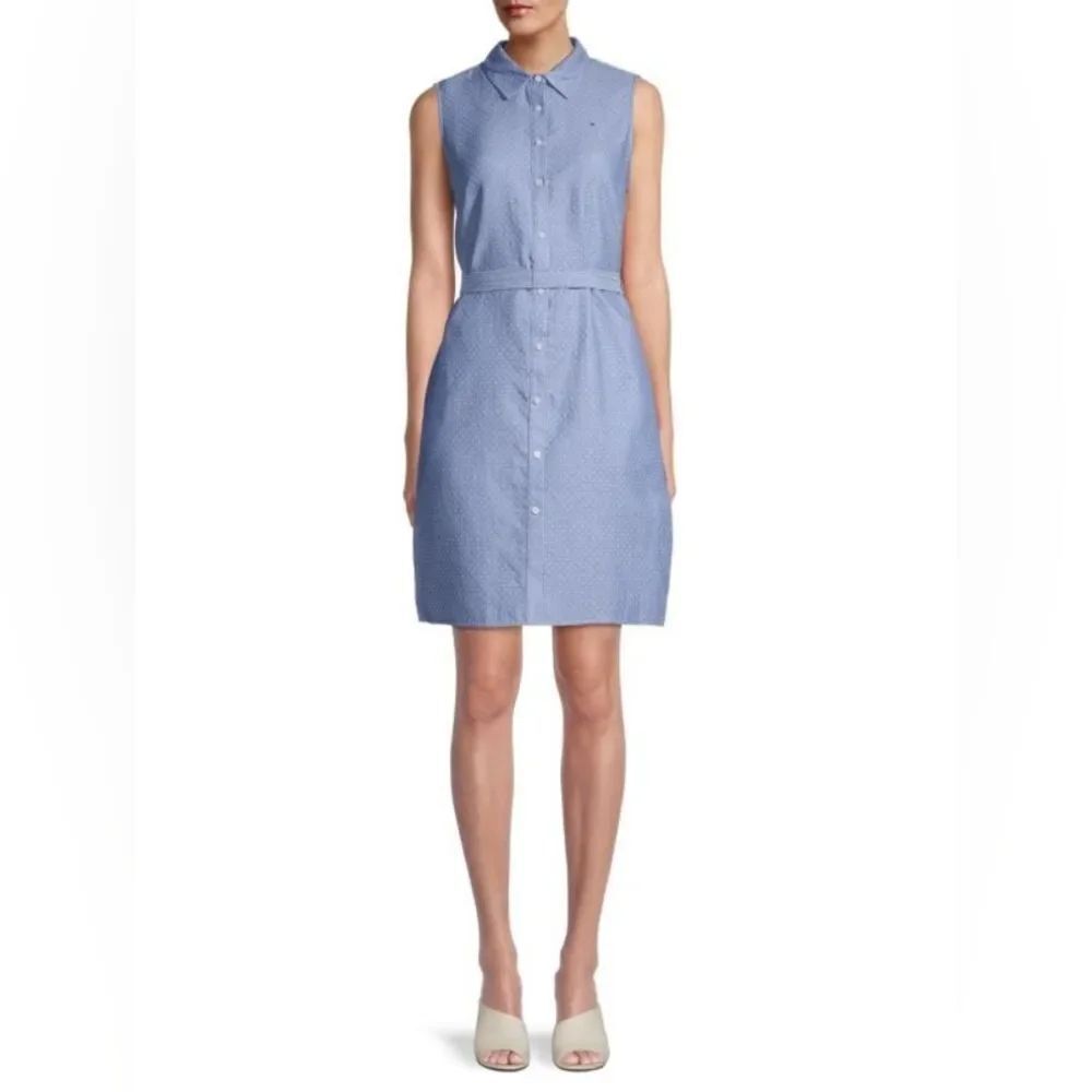 Tommy Hilfiger Polka Dot Print Sleeveless Cotton Shirt Dress Size 10